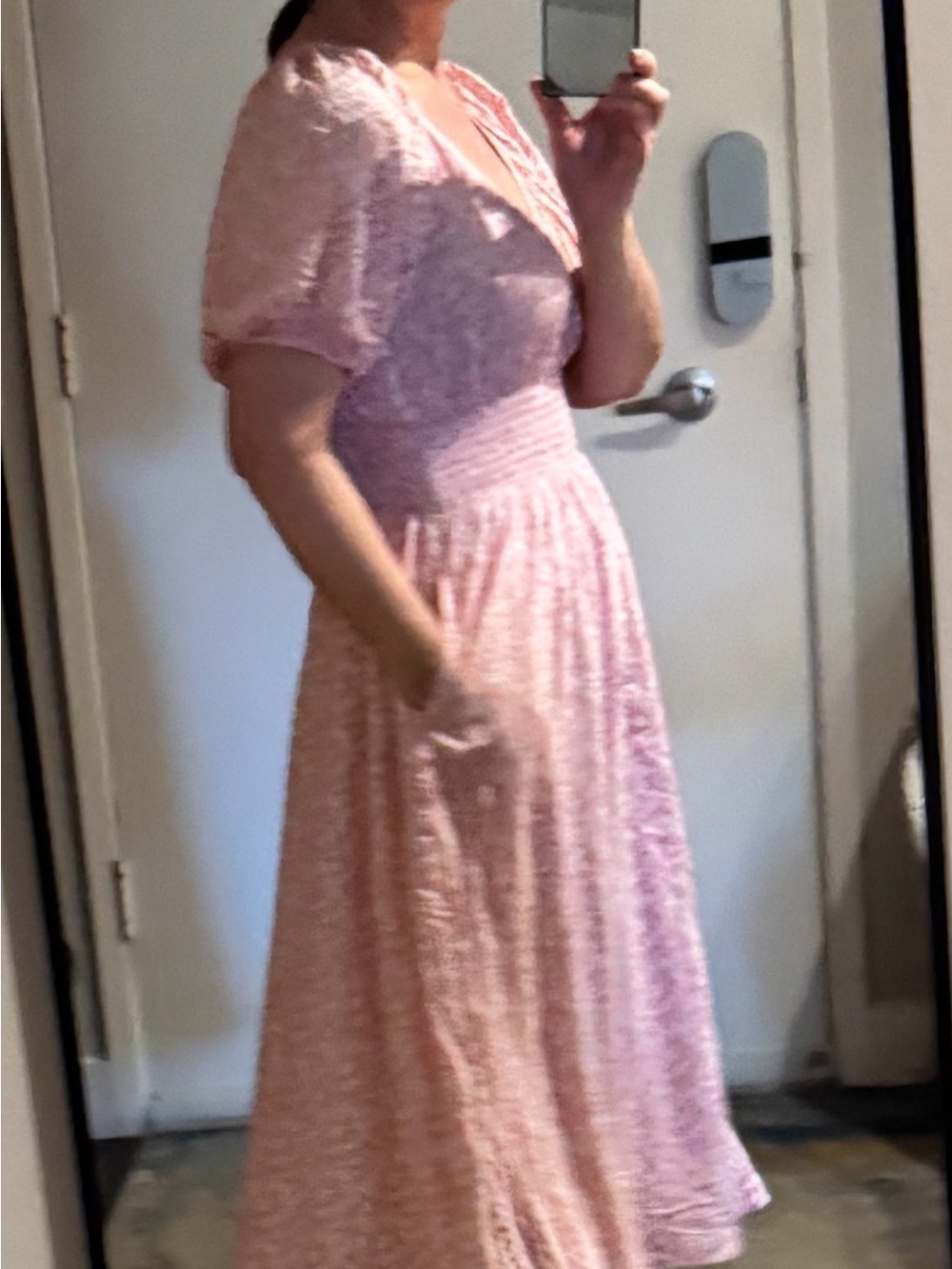 GAP Pink Floral Smocked-Waist Maxi Dress with Puff Sleeves